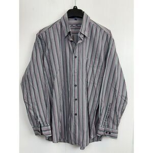 ALAN FLUSSER Shirt Mens L Multicolor Striped Long‎ Sleeve Button  100% Cotton
